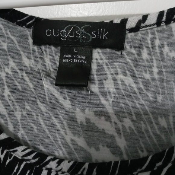 August Silk Asymmetrical Zebra Stripe Sleeveless Blouse - Picture 6 of 7